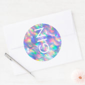 Iridescente Ultra Moderne Monogram Huwelijk Ronde Sticker (Envelop)