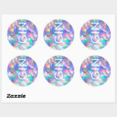 Iridescente Ultra Moderne Monogram Huwelijk Ronde Sticker (Vel)