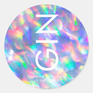 Iridescente Ultra Moderne Monogram Huwelijk Ronde Sticker