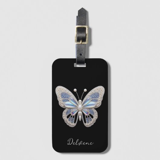 Iridescente Vlinder Elegantie Bagagelabel (Voorkant (verticaal))