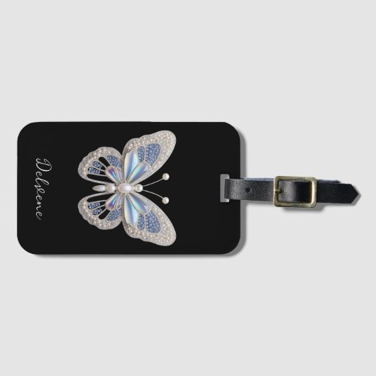 Iridescente Vlinder Elegantie Bagagelabel (Voorkant (horizontaal))