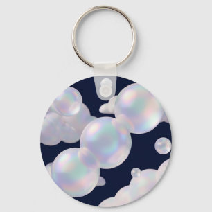 Iridescente zeepbellen zweven donkerblauwe dromeri sleutelhanger