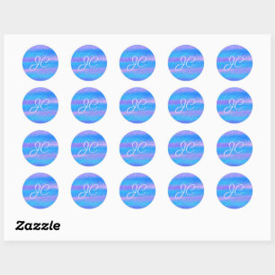 Iridescerende strepen turquoise roze ronde sticker