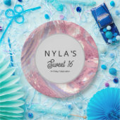 Iridesecent Pink and Purple Sequin Papieren Bordje (Feest)