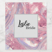 Iridesecent Pink and Purple Sequin Wijn Etiket (Enkel label)