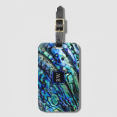 Iridiscerende Abalone Schelp Monogram Bagagelabel (Voorkant (verticaal))