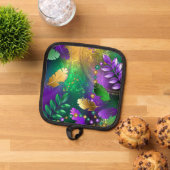 Iridiscerende achtergrond voor Mardi Gras met kral Pannenlap (Top down)