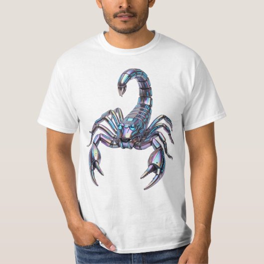 Iridiscerende Cyber Schorpioen Mechanische Kunst T-shirt (Voorkant)
