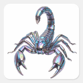 Iridiscerende Cyber Schorpioen Mechanische Kunst Vierkante Sticker