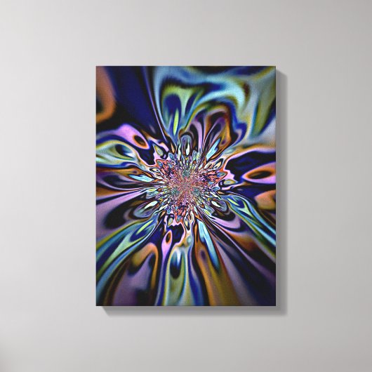 Iridiscerende Energie Stroom Fractale Kunst Canvas Afdruk (Voorkant)
