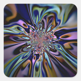 Iridiscerende Energie Stroom Fractale Kunst Vierkante Sticker