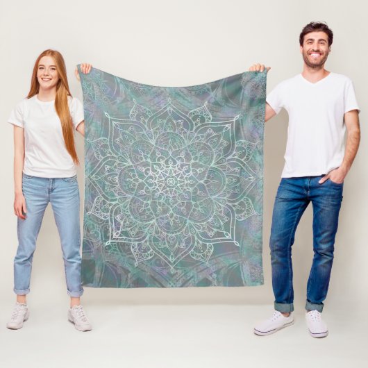 Iridiscerende Glans Mandala Boho Chic Fleece Deken (In situ)