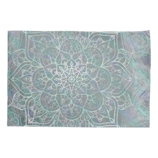 Iridiscerende Glans Mandala Boho Chic Kussensloop (Achterkant)