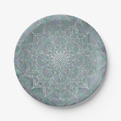 Iridiscerende Glans Mandala Boho Chic Papieren Bordje (Voorkant)