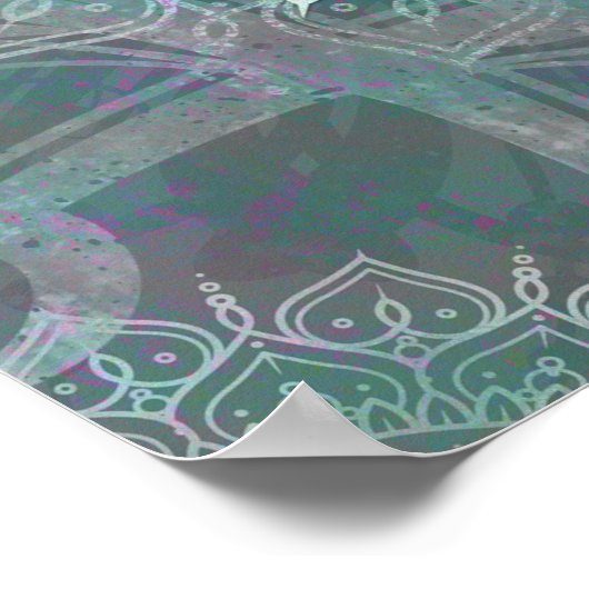 Iridiscerende Glans Mandala Boho Chic Poster (Hoek)