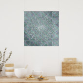 Iridiscerende Glans Mandala Boho Chic Poster (Keuken)