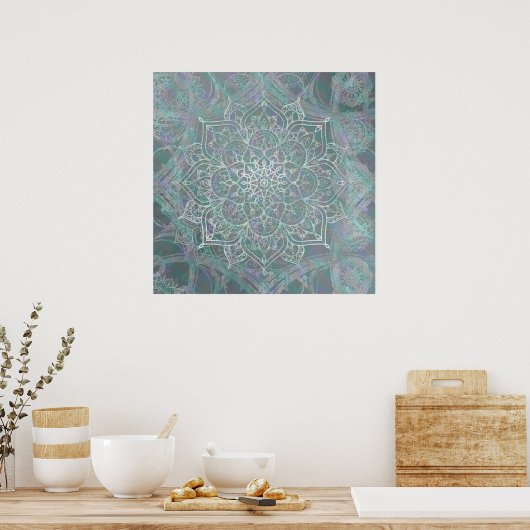 Iridiscerende Glans Mandala Boho Chic Poster (Keuken)