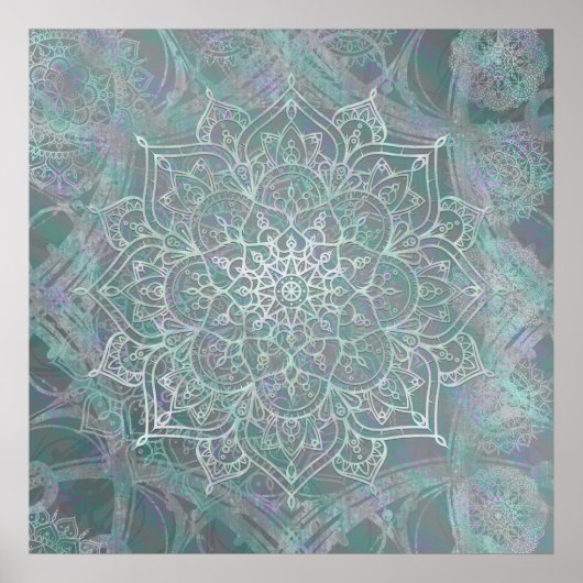 Iridiscerende Glans Mandala Boho Chic Poster (Voorkant)