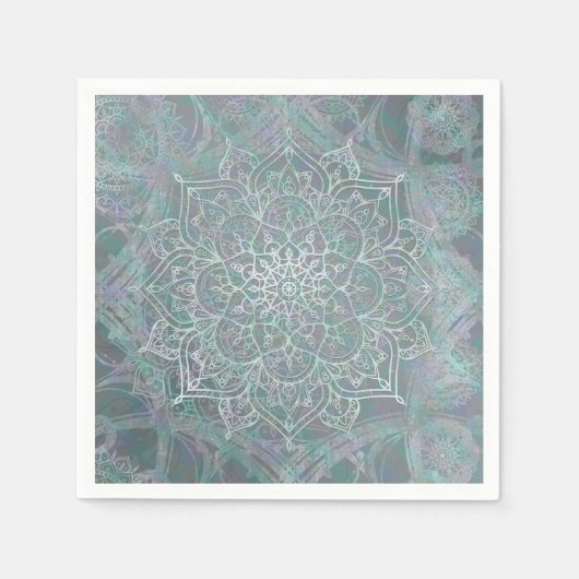 Iridiscerende Glans Mandala Boho Chic Servet (Voorkant)