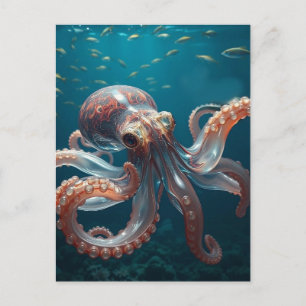 Iridiscerende Glas Octopus Kunst Diepzee Fantasi Briefkaart