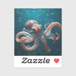 Iridiscerende Glas Octopus Kunst   Diepzee Fantasi Sticker