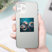 Iridiscerende Glas Octopus Kunst | Diepzee Fantasi Sticker (Telefoon)