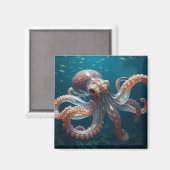 Iridiscerende Glas Octopus Kunst | Diepzee Leven Magneet (Voorkant / Achterkant)