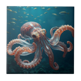 Iridiscerende Glas Octopus Kunst | Diepzee Leven Tegeltje