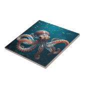 Iridiscerende Glas Octopus Kunst | Diepzee Leven Tegeltje (Zijkant)