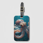 Iridiscerende Glas Octopus Kunst | Diepzeeleven Bagagelabel (Voorkant (verticaal))