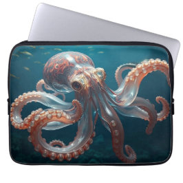 Iridiscerende Glas Octopus Kunst | Diepzeeleven Laptop Sleeve
