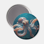 Iridiscerende Glas Octopus Kunst | Diepzeeleven Magneet (Voorkant / Achterkant)