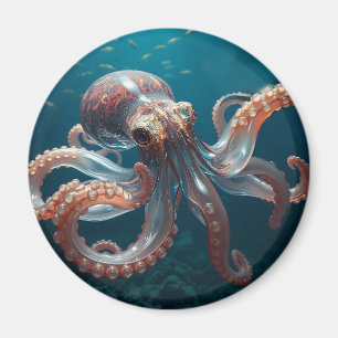 Iridiscerende Glas Octopus Kunst   Diepzeeleven Magneet