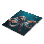Iridiscerende Glas Octopus Kunst | Diepzeeleven Tegeltje (Zijkant)