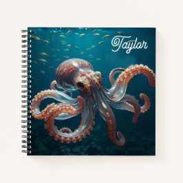 Iridiscerende Glas Octopus Kunst | Gepersonaliseer Notitieboek