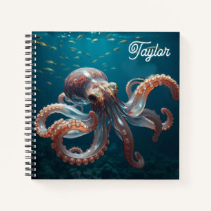 Iridiscerende Glas Octopus Kunst Gepersonaliseer Notitieboek