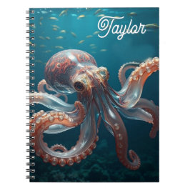 Iridiscerende Glas Octopus Kunst | Gepersonaliseer Notitieboek