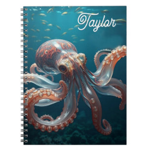 Iridiscerende Glas Octopus Kunst   Gepersonaliseer Notitieboek