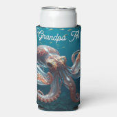 Iridiscerende Glas Octopus Kunst | Gepersonaliseer Seltzer Blikjeskoeler (Seltzer Voorkant)