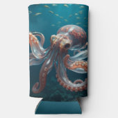 Iridiscerende Glas Octopus Kunst | Gepersonaliseer Seltzer Blikjeskoeler (Achterkant)