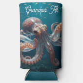 Iridiscerende Glas Octopus Kunst | Gepersonaliseer Seltzer Blikjeskoeler (Voorkant)