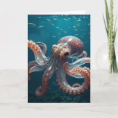 Iridiscerende Glas Octopus Kunst | Opa's Verjaarda Kaart (Voorkant)