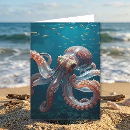 Iridiscerende Glas Octopus Kunst | Verjaardag van  Kaart