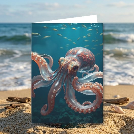 Iridiscerende Glas Octopus Kunst | Verjaardag van Kaart