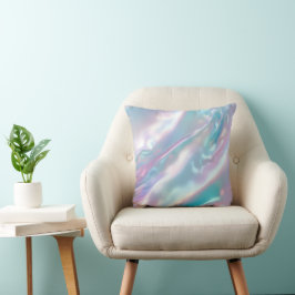 Iridiscerende holografische moderne blauw roze kussen