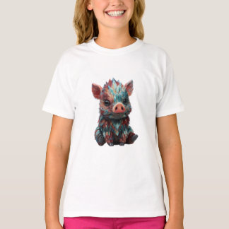 Iridiscerende Kleurrijke Gevederde Biggen Kinderen T-shirt