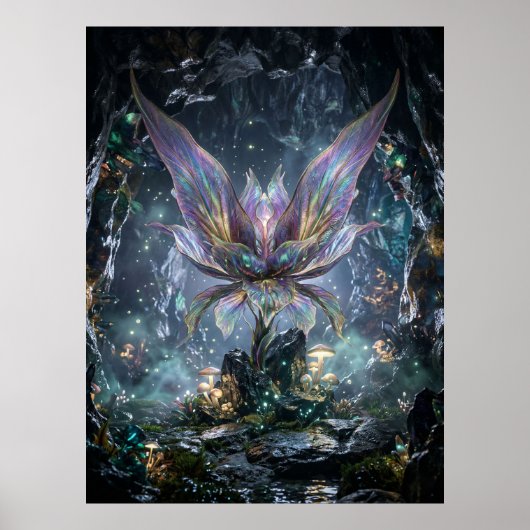 Iridiscerende Kristallen Bloemengrot Poster (Voorkant)