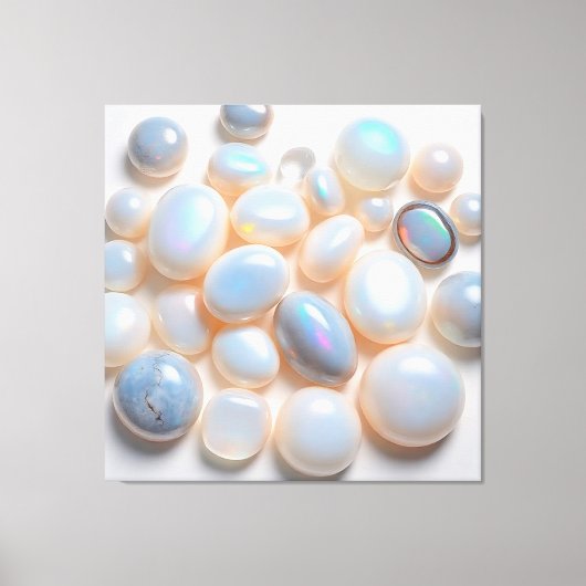 Iridiscerende Maansteen & Opal Kunst Canvas Afdruk (Voorkant)