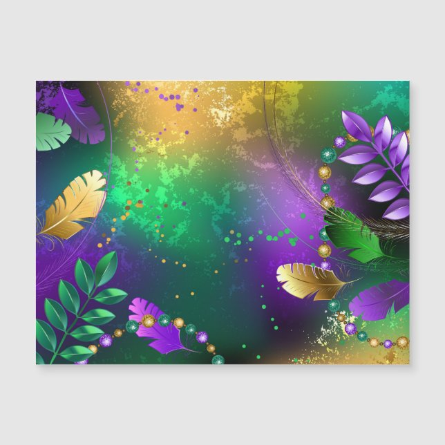 Iridiscerende Mardi Gras achtergrond met kralen (Voorkant)