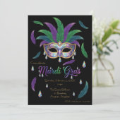 Iridiscerende Mardi Gras-feest Kaart (Staand voorkant)